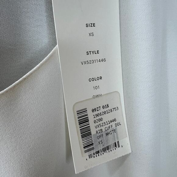 VINCE Rib Cuff Dolman Top Blouse Off White Boat Neck Pullover Size XS NEW - Picture 7 of 11